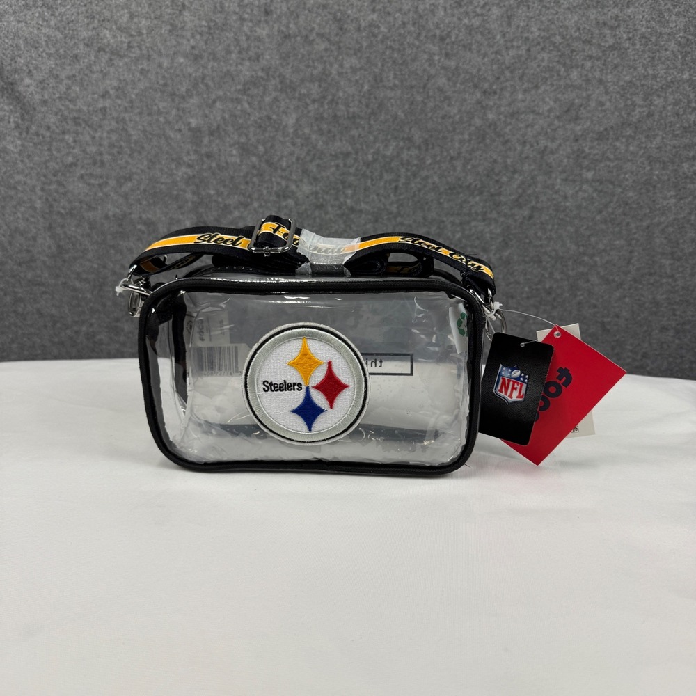 FOCO Pittsburgh Steelers NFL Clear Crossbody Stadium Bag Black Gold New